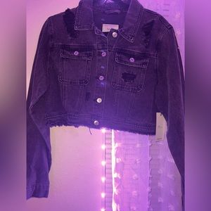 Black Jean Cropped Jacket!!